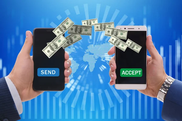 Concepto de transferencias de billetera móvil - renderizado 3d — Foto de Stock