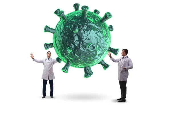 Coronavirus concept met arts op zoek naar genezing — Stockfoto