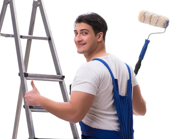 Young painter contractor isolated on white background Royalty Free Stock Images