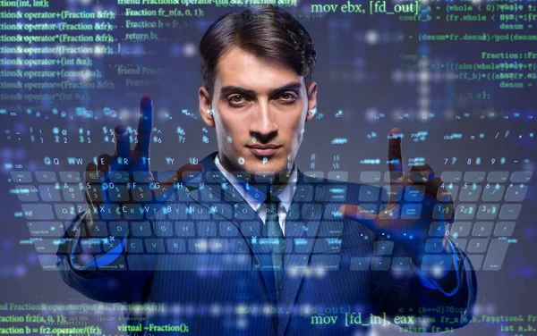 Junge Hacker in Cyber-Sicherheitskonzept — Stockfoto