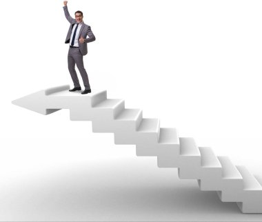 İş adamı iş dünyasında kariyer basamaklarını tırmanıyor