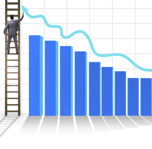 Businessman climbing towards growth in statistics — Stock Photo, Image