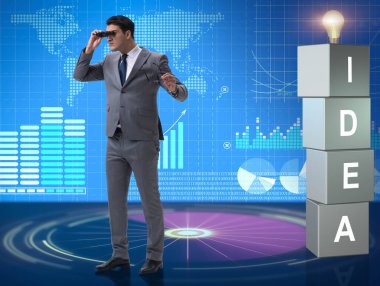 Parlak fikirler arayan iş adamı.