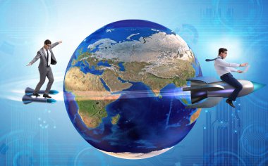 İki işadamları dünyanın dört bir yanından takip