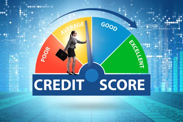 Zakenvrouw probeert credit score te verbeteren — Stockfoto