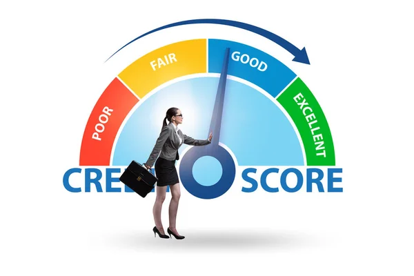 Zakenvrouw probeert credit score te verbeteren — Stockfoto