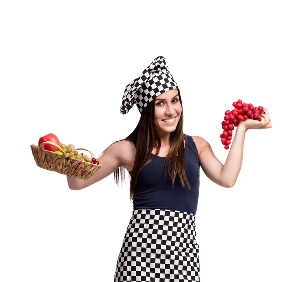 Giovane donna cuoco isolato su sfondo bianco — Foto Stock
