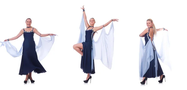 Mujer bailando sobre el blanco —  Fotos de Stock