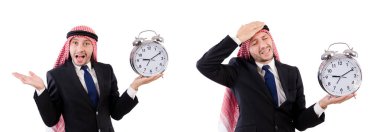 Arap adam beyaz üzerinde zaman kavramı