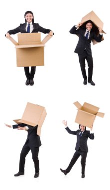 Beyaz kutulu komik adam.