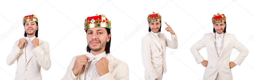 Funny king in white suit