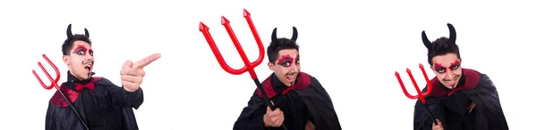 Uomo in costume diavolo nel concetto di Halloween — Foto Stock