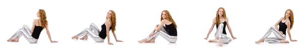 Fiatal vörös hajú lány szűk nadrágban — Stock Fotó