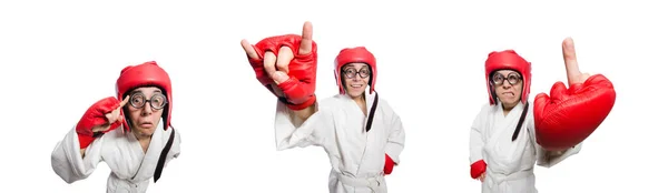 Hombre boxeador aislado en blanco —  Fotos de Stock