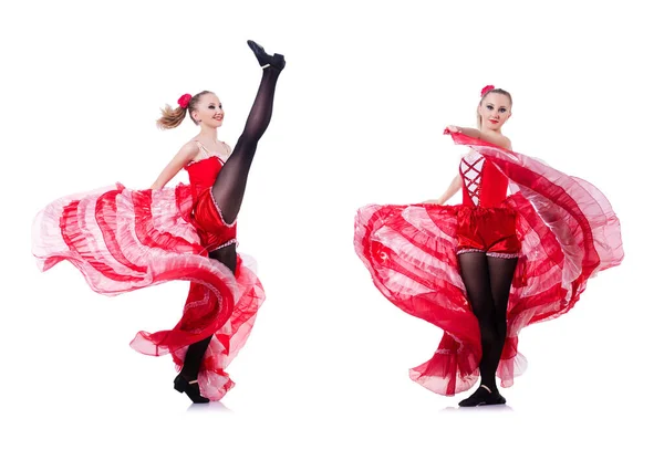 Flicka i röd klänning dans dans — Stockfoto