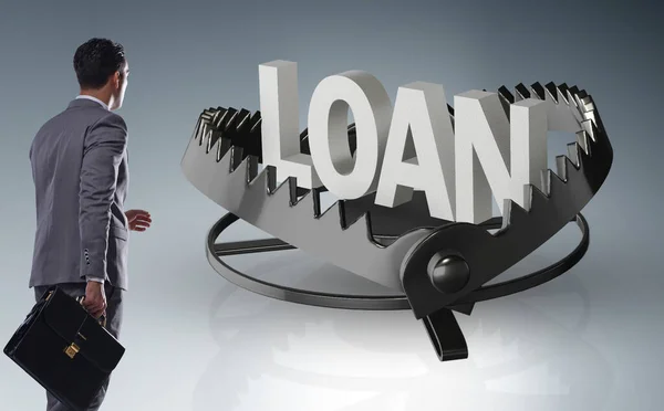 De zakenman die in de val van de lening krediet — Stockfoto