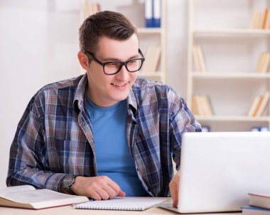 Telelearning konseptinde internet üzerinden okuyan genç bir öğrenci