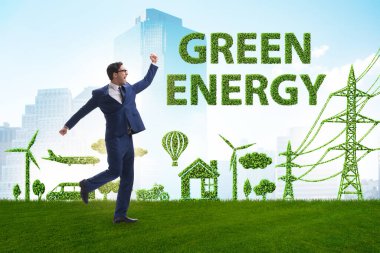 İş adamıyla yeşil ve ekoloji kavramı