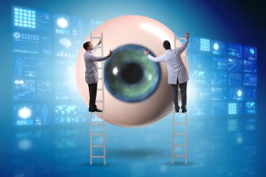 Doktor dev gözü tıbbi konseptte inceliyor.