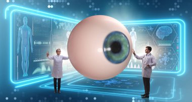 Doktor dev gözü tıbbi konseptte inceliyor.