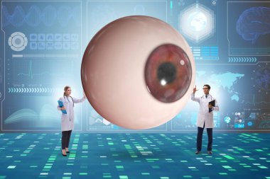 Doktor dev gözü tıbbi konseptte inceliyor.