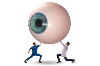 Doktor dev gözü tıbbi konseptte inceliyor.