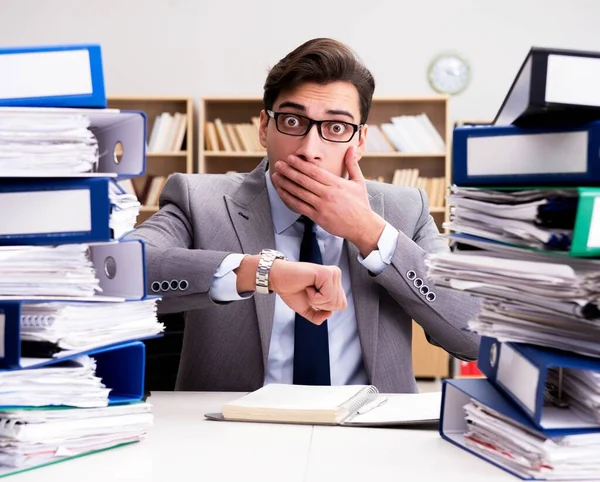 Busy businessman under stress due to excessive work — Stock Photo, Image