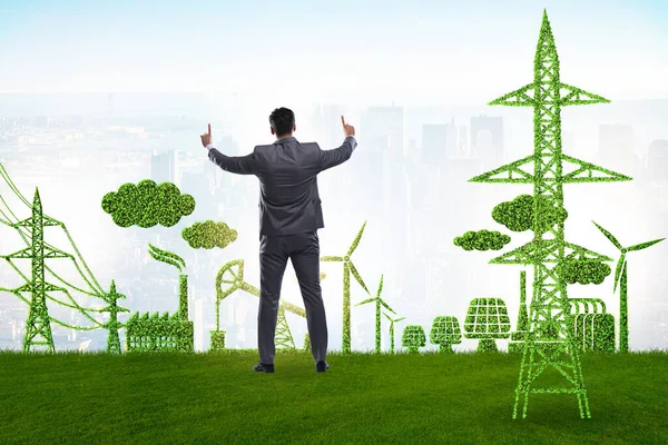Grünes und ökologisches Konzept mit Geschäftsmann — Stockfoto