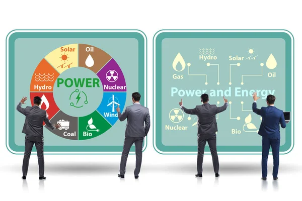 Energiayhdistelmän käsite liikemiehen kanssa — kuvapankkivalokuva