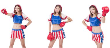 Genç bayan boksör, beyaz tenli.