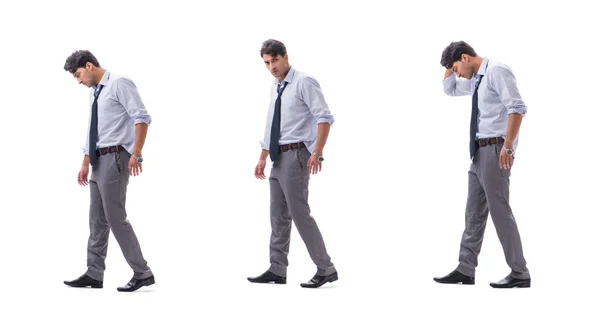 Joven hombre de negocios descalzo aislado en blanco —  Fotos de Stock