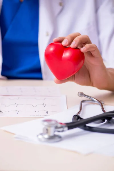 Giovane medico cardiologo maschile che lavora in clinica — Foto Stock