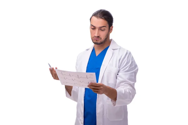 Jovem médico masculino isolado em branco — Fotografia de Stock