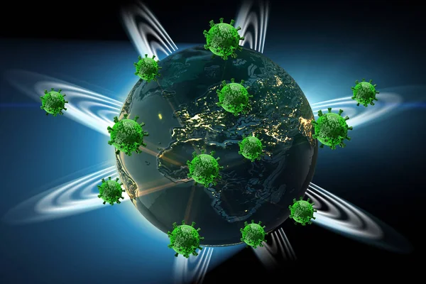 Illustrazione della pandemia di coronavirus covid-19 - rendering 3d — Foto Stock