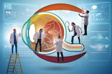 Doktor dev gözü tıbbi konseptte inceliyor.