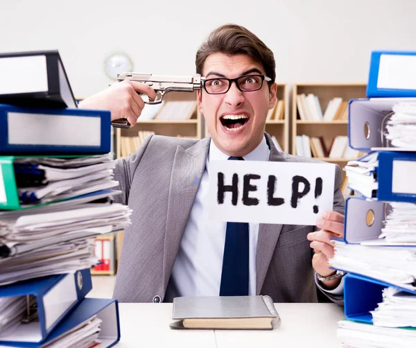Busy businessman asking for help with work — Stock Photo, Image