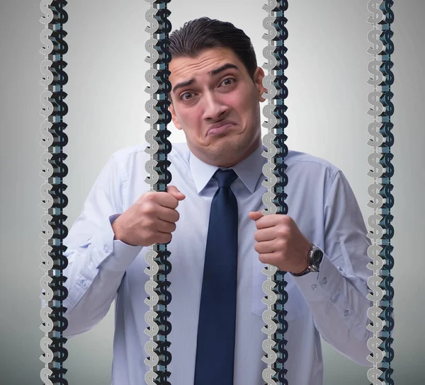 Man trapped in prison with dollars — Stock Photo, Image