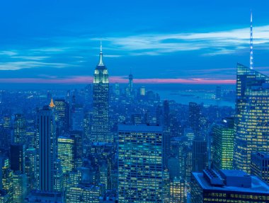 Günbatımında New York Manhattan manzarası