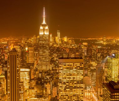 Günbatımında New York Manhattan manzarası