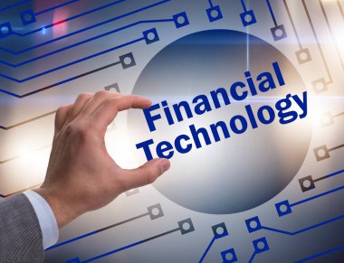 Finans teknolojileri fintech kavramı tutan el
