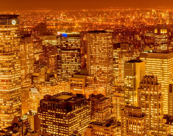 Vista de Nova York Manhattan durante o pôr do sol — Fotografia de Stock