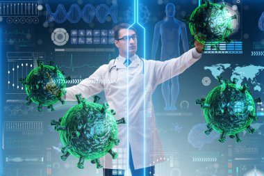 Doktor laboratuvarda koronavirüs araştırması yapıyor.