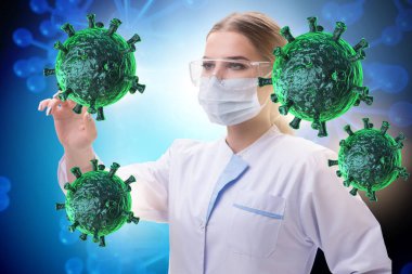 Doktor laboratuvarda koronavirüs araştırması yapıyor.