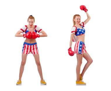 beyaz izole kadın boksör