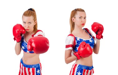 beyaz izole kadın boksör