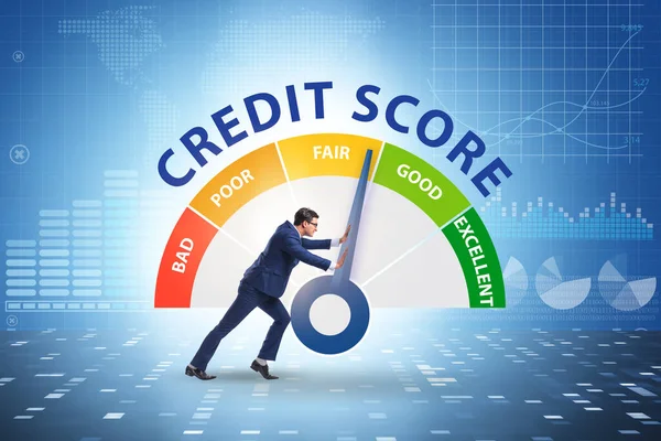 Uomo d'affari che cerca di migliorare il punteggio di credito — Foto Stock