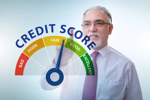 Businessman in credit score concept — Stock Photo, Image