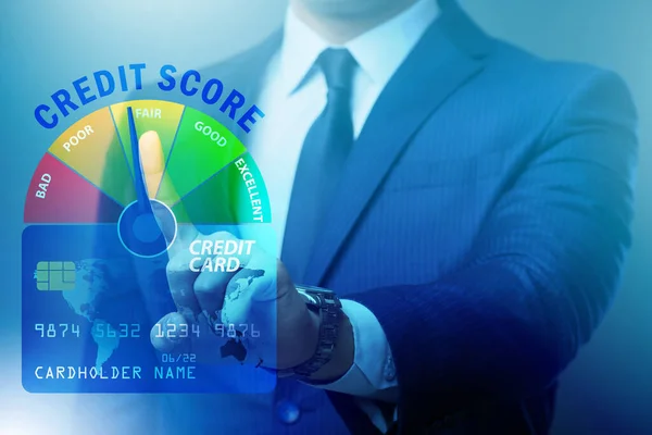 Businessman in credit score concept — 图库照片