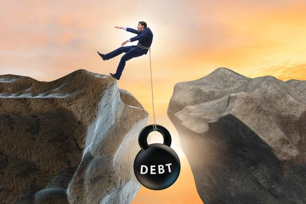 Concetto di debito e carico con l'uomo d'affari — Foto Stock
