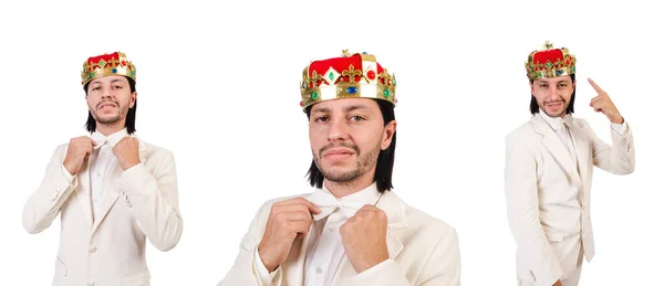 Divertido rey en traje blanco — Foto de Stock